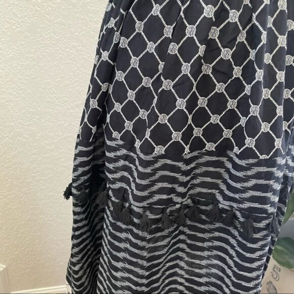 New York‎ & Co black white halter maxi dress cotton size L NWT - Picture 3 of 11